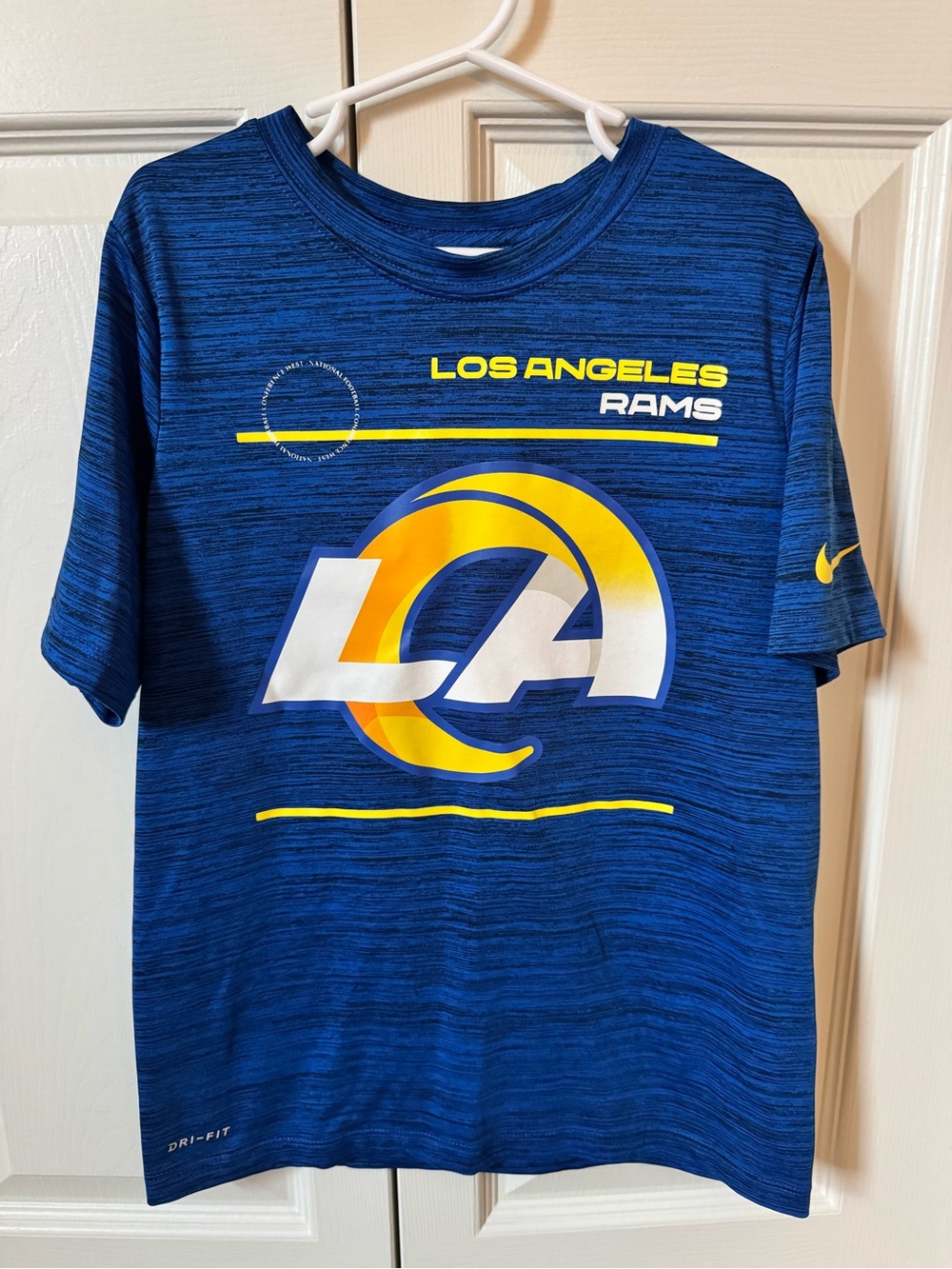 Nike Kids Blue Los Angeles Rams Short Sleeve Tee with Yellow Logo